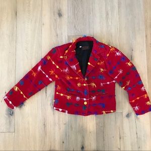 Vintage Red Jacket with Colorful Fringe Details